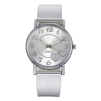 Женские наручные часы с циферблатом в виде сердца из серебряной и золотой сетки, модные повседневные женские кварцевые часы Relogio Feminino