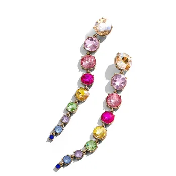 Женские серьги-гвоздики с цветными кристаллами CHE4, романтические серьги Brincos Pendientes