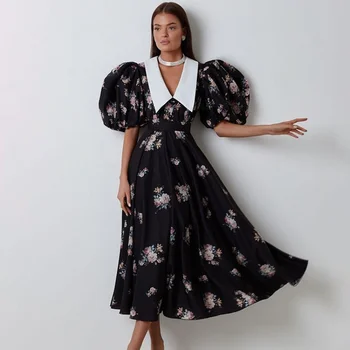 Женское летнее Элегантное вечернее платье-корсет с цветочным принтом, повседневное платье в стиле 