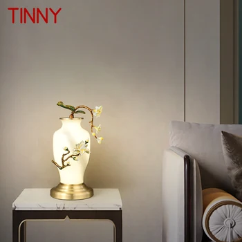 Жестяная Новая Настольная лампа в китайском стиле Creative Gourd LED Латунный Настольный светильник, Ваза, Стеклянный декор для дома, гостиной, прикроватной тумбочки в спальне