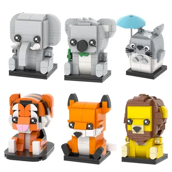 Животное MOOXI, слон, тигр, коала, Лиса, фигурка Льва, строительный кирпич, Сборка деталей, развивающая игрушка для детей, подарок MOC7031