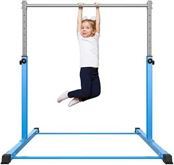 Забавная гимнастическая перекладина для детей в возрасте от 3 до 15 лет для дома - Стальная конструкция, противоскользящая, простая в сборке, регулируется высотой от 3 до 5 дюймов.