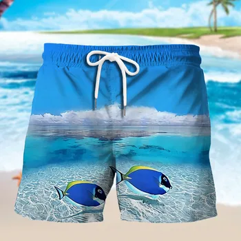 Забавные океанские животные коралловые рыбы Акулы Шорты с 3D принтом Летние модные повседневные мужские пляжные брюки Kawaii для мальчиков и девочек Детские шорты для плавания