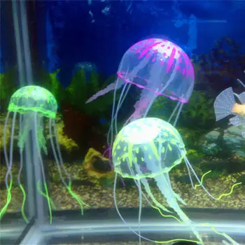 Искусственные флуоресцентные медузы, декоративные элементы для аквариума, красивые Силиконовые рыбные украшения, товары для водных животных
