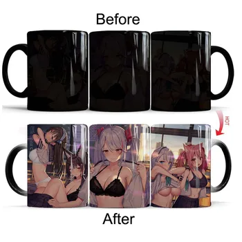 Кофейные кружки аниме-богини, меняющие цвет чайной чашки, Волшебная кружка otaku Sexy Girl с двусторонней печатью, сексуальный забавный подарок на день рождения
