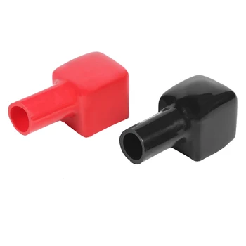 Красные + черные универсальные крышки клемм автомобильного аккумулятора, изоляционный колпачок Положительный + отрицательный