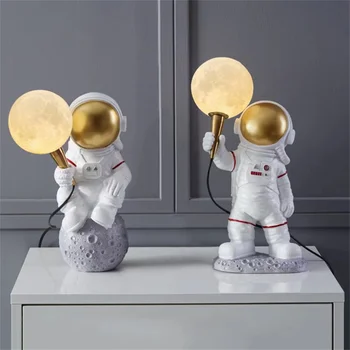 Креативная настольная лампа для детской комнаты, декоративная лампа в стиле астронавта, настенный светильник, прикроватный светильник для спальни мальчика, Мультяшный ночник