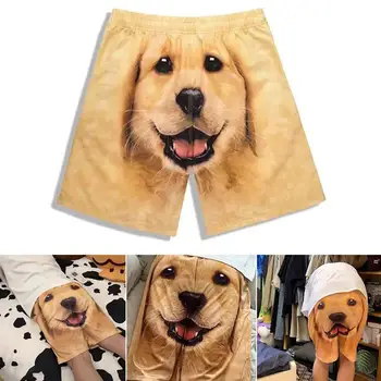Креативные забавные повседневные шорты для мужчин, быстросохнущая пляжная одежда, одежда для отдыха, супер Мягкие шорты для сна с рисунком крупной собаки