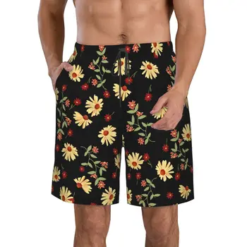 Летние мужские шорты с 3D-принтом Sunflowers, пляжные домашние шорты в гавайском стиле для отдыха на шнурках