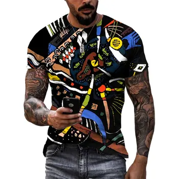 Летняя Новая мужская футболка с абстрактным граффити в уличном стиле с 3D принтом, модный тренд, индивидуальность, футболки с круглым вырезом и коротким рукавом в стиле Харадзюку, топ