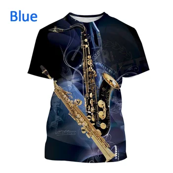 летняя футболка 3DT с джазовым музыкальным инструментом, саксофоном, мужской повседневный топ с принтом в стиле харадзюку с короткими рукавами
