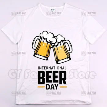 Летняя футболка с принтом в честь международного дня пива, хит продаж, Повседневные мужские и женские футболки, Модные топы, уличная одежда Унисекс