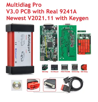 Лучший Multidiag Pro 2021.11 С чипом Keygen V3.0 Real 9241A Bluetooth OBD2 Сканер TCS PRO Car Truck Диагностический Инструмент До 2021 года