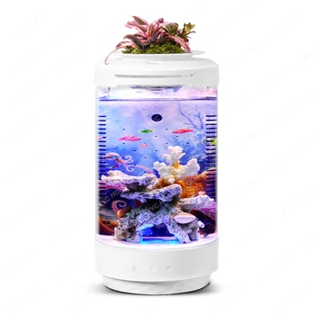 Маленький аквариум для рыб, гостиная, домашний Мини-аквариум, изменение экологии воды, ландшафтный дизайн, творческая самоциркуляция воды