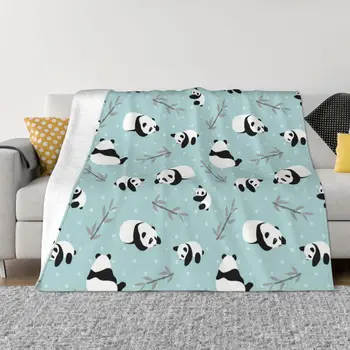 Милое одеяло из аниме с изображением панды, Мягкие Плюшевые Гипоаллергенные Пледы для роскошного постельного белья Диван