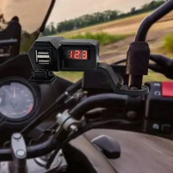 Многофункциональный адаптер зарядного устройства для мобильного телефона с двойным USB-разъемом для мотоцикла с вольтметром Аксессуары для мотоциклов