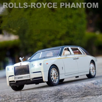 Модель автомобиля Rolls-Royce Phantom из сплава 1:24, изготовленные на заказ автомобили со звуком и светом, откидные украшения для коллекции автомобилей, игрушки