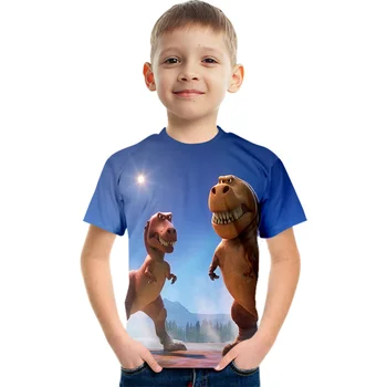 Модная футболка с 3D крокодиловым принтом и коротким рукавом для мальчиков