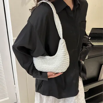 Модные женские сумки 2023, холщовая сумка подмышками, повседневные женские дизайнерские сумки через плечо, однотонная женская сумка-клатч на молнии