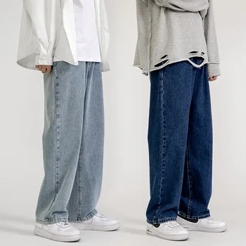 Модные Мужские джинсы, свободные прямые Новые повседневные широкие брюки, Ковбойская мужская уличная одежда, Корейские брюки в стиле хип-хоп, 5 цветов