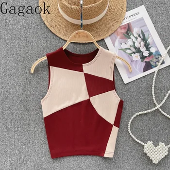 Модный вязаный жилет Gagaok в европейском и американском стиле для женщин с необычным летним дизайном, ниша Pure Desire, сладкий и пряный топ для девочек