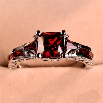 Модный и изысканный набор из красного циркона, женское кольцо для отдыха и любви