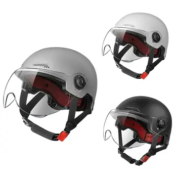 Мотоциклетный полушлем для мужчин и женщин с быстросъемной пряжкой, солнцезащитный козырек с открытым лицом, линзы шлема, защитное снаряжение