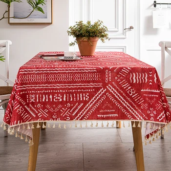 Моющийся, маслостойкий, водонепроницаемый коврик для обеденного стола, коврик для чайной скатерти, красный новогодний коврик для стола