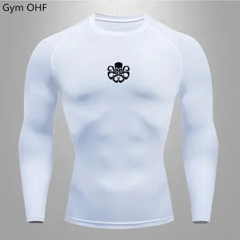 Мужская облегающая футболка Rashguard, футболка для бега трусцой, для фитнеса, для тренажерного зала, Дышащая быстросохнущая спортивная одежда с короткими рукавами