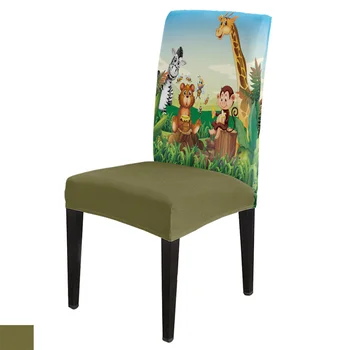 Мультяшное лесное животное Зебра Жираф Чехлы для обеденных стульев из эластичного спандекса, чехол для сиденья для свадебной кухни, банкета, вечеринки