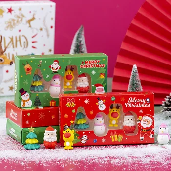 Набор канцелярских принадлежностей для рождественского резинового костюма Eraser Creative 4 в штучной упаковке, Рождественский подарок