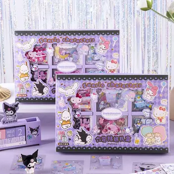 Набор наклеек Sanrio Kuromi mymelody Cinnamoroll Игрушки для школьников Подарочная коробка с наклейками для детей