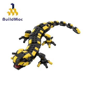 Набор строительных блоков MOC Little Dinosaur Fire Salamander С популярной цветовой гаммой рептилий, кирпичи с животными, игрушки для детей, подарки для детей