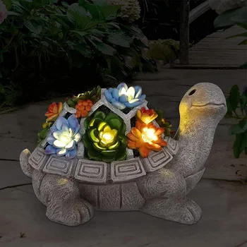Наружная солнечная лампа статуя сочной черепахи из смолы ручной работы зоопарк лесной сад садовая лампа украшение атмосферы