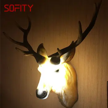 Настенный светильник PLLY Nordic Deer, креативная имитация интерьера, бра для дома, гостиной, декора для прохода