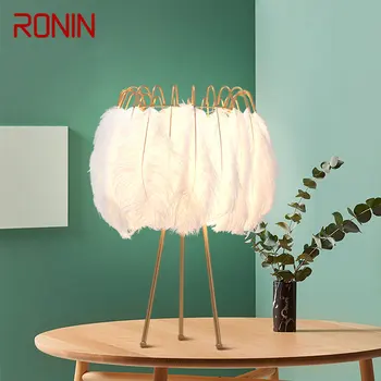 Настольная лампа RONIN Nordic LED Vintage Creative Feather Настольная лампа белого цвета для дома, гостиной, спальни, декоративных светильников