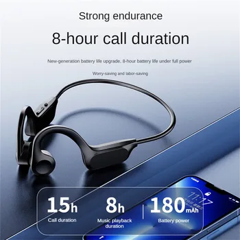 Наушники с костной проводимостью Bluetooth 5.3 Беспроводные наушники Водонепроницаемая спортивная гарнитура с микрофоном для тренировок бега вождения