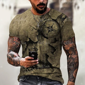 Новая Винтажная футболка Для Мужчин С 3D Принтом Парусника, Летняя футболка С короткими рукавами, Модная футболка Crusaders Оверсайз, Мужская одежда