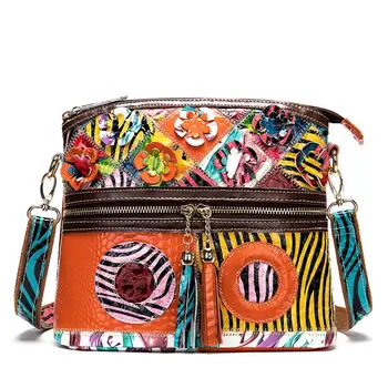 Новая модная женская сумка в стиле ретро, женская сумка через одно плечо из воловьей кожи, кожаная сумка с цветочным узором, женская сумка ручной работы в национальном стиле