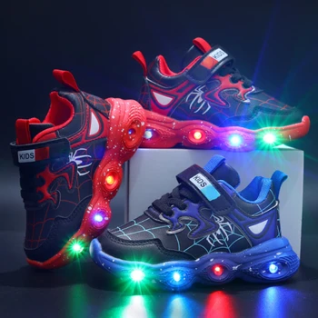 Новая светодиодная детская светящаяся обувь, Детские светящиеся кроссовки, светящиеся кроссовки для мальчиков, Детские кроссовки с дышащей сеткой, Размер 21-30