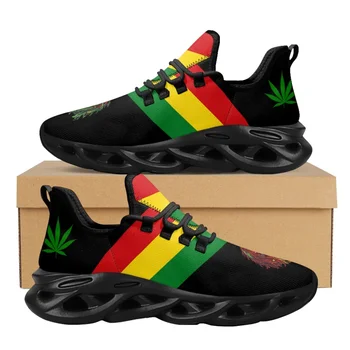 Новая стильная Львиная голова Флага Ямайки с дизайном в виде зеленого кленового листа, мужские кроссовки, Устойчивые к грязи, Прочные и легкие мужские ботинки 2023