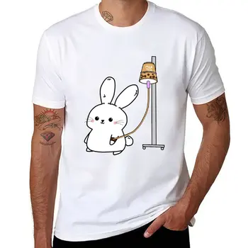 Новая футболка Bubble Tea Bunny, пустые футболки, топы больших размеров, эстетичная одежда, мужская футболка