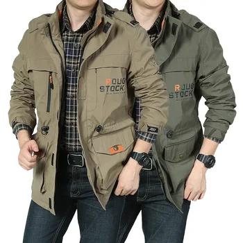 Новое осеннее мужское повседневное пальто Charge, уличное военное пальто, альпинистское пальто, большое свободное пальто средней длины, мужская верхняя одежда