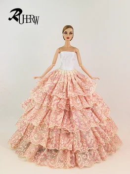 Новое поступление 2023 года! Свадебное платье принцессы ручной работы из 5 слоев/Роскошная кружевная юбка с высокой талией для FR и куклы Барби