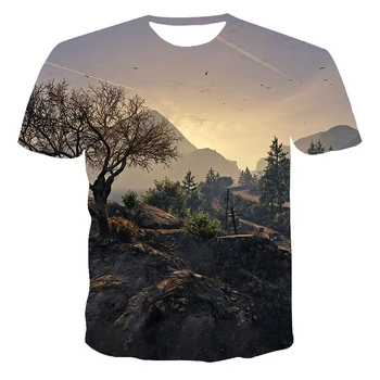 Новые летние футболки с изображением пальмы, модные мужские футболки с 3D принтом Звездного неба, повседневная футболка с круглым вырезом и коротким рукавом