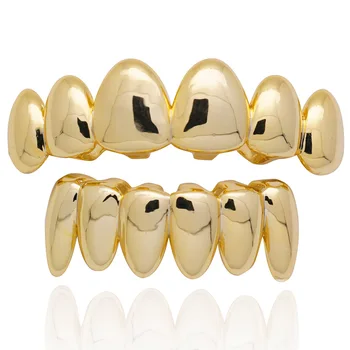 Новые панк-грили с золотыми зубами для мужчин и женщин 6 зубов сверху снизу Вампирские клыки Grillz Хип-хоп рэпперские украшения для тела