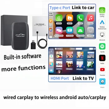 НОВЫЙ ТВ-бокс для автомобиля carplay wireless Android auto с подключением к беспроводной сети Bluetooth carplay Android auto Автомобильные аксессуары Netflix tv box