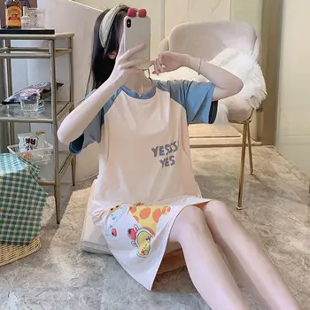 Ночная рубашка для грудного вскармливания, летняя тонкая пижама для беременных, домашняя одежда для беременных большого размера, юбка для послеродовых родов