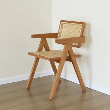 Обеденный стул из ротанга Nordic из массива дерева, японские рестораны, семьи, Винтажный стул из ротанга для отдыха, мебель для спальни