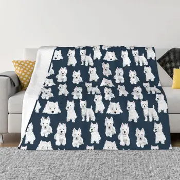 Одеяла для щенков вест-терьера, флисовые весенне-осенние многофункциональные ультрамягкие одеяла для кровати, коврик для спальни